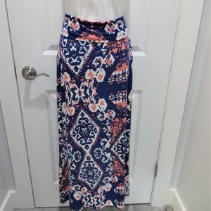 Lily Rose Maxi Skirt Tribal Aztec Design, High Rise Fold Down Waist Size M, NWOT